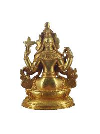 Buddhist Miniature Statue Of Chenrezig, [gold Plated]
