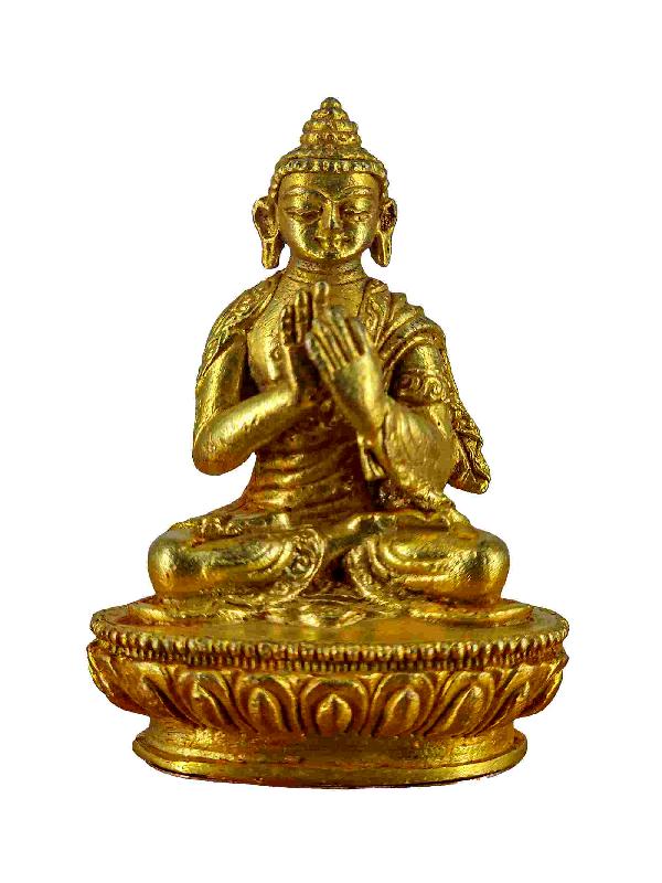 Buddhist Miniature Statue Of Vairochana Buddha, [gold Plated]