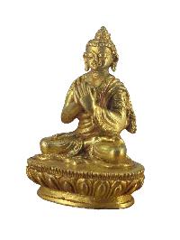 Buddhist Miniature Statue Of Vairochana Buddha, [gold Plated]