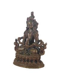 Buddhist Miniature Statue Of Aparimita, [chocolate Oxidized], Amitayus, Chepame