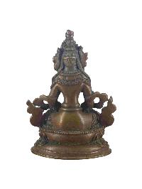 Buddhist Miniature Statue Of Aparimita, [chocolate Oxidized], Amitayus, Chepame