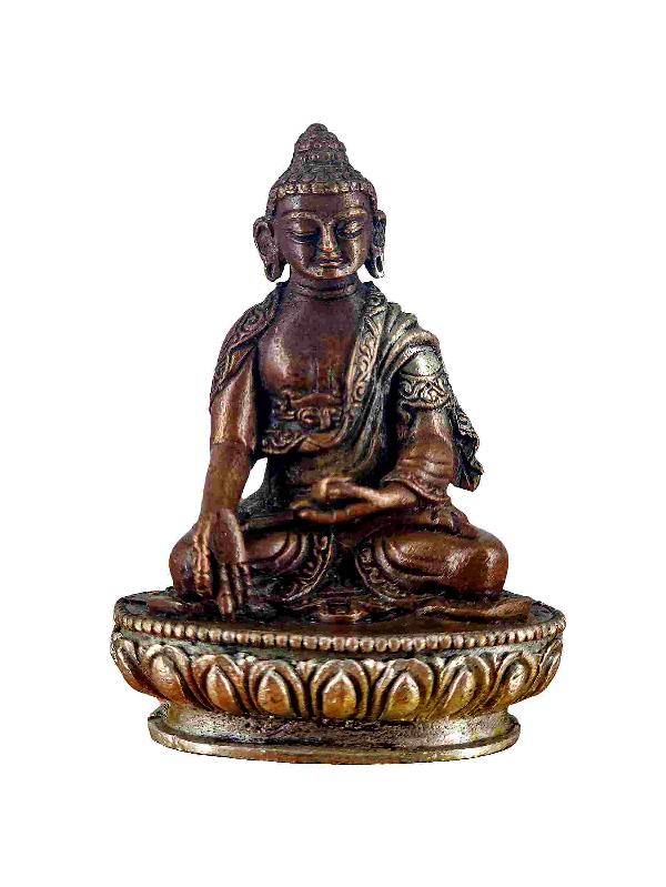Buddhist Miniature Statue Of Ratnasambhava Buddha, [chocolate Oxidized]