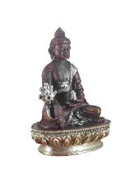 Buddhist Miniature Statue Of Medicine Buddha, [chocolate Oxidized]