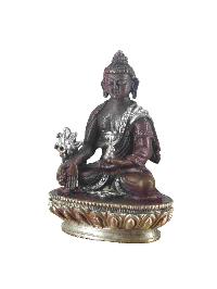 Buddhist Miniature Statue Of Medicine Buddha, [chocolate Oxidized]