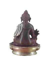 Buddhist Miniature Statue Of Medicine Buddha, [chocolate Oxidized]