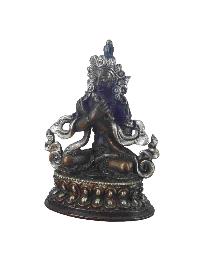 Buddhist Miniature Statue Of Vajradhara, [silver And Chocolate Oxidized]