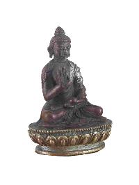 Buddhist Miniature Statue Of Amoghasiddhi Buddha, [chocolate Oxidized]