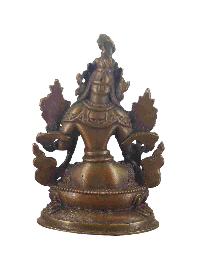 Buddhist Miniature Statue Of White Tara, [chocolate Oxidized]