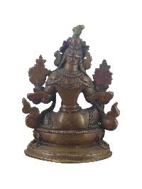 Buddhist Miniature Statue Of Green Tara, [chocolate Oxidized]