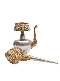 Buddhist Handmade Bhumpa- Bhumba Offering Bowl Set, [partly Gold Plated, Silver Plated]