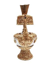 Buddhist Handmade Bhumpa- Bhumba Offering Bowl Set, [partly Gold Plate]