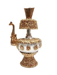 Buddhist Handmade Bhumpa- Bhumba Offering Bowl Set, [partly Gold Plate]