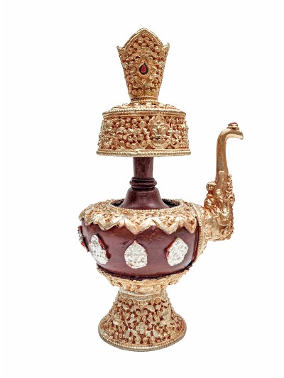 Buddhist Handmade Bhumpa- Bhumba Offering Bowl Set, [partly Gold Plated]