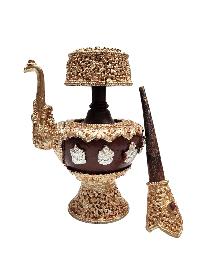 Buddhist Handmade Bhumpa- Bhumba Offering Bowl Set, [partly Gold Plated]