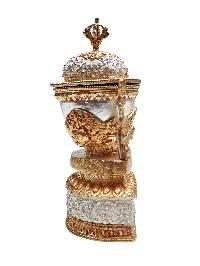 Buddhist Handmade Kapala, [partly Gold Plated, Silver Plated]