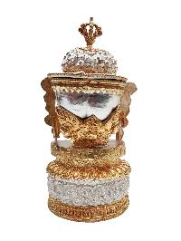 Buddhist Handmade Kapala, [partly Gold Plated, Silver Plated]
