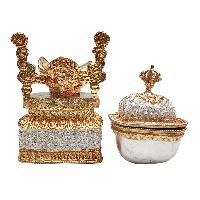Buddhist Handmade Kapala, [partly Gold Plated, Silver Plated]