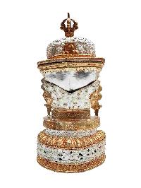 Buddhist Handmade Kapala, [partly Gold Plated, Silver Plated]