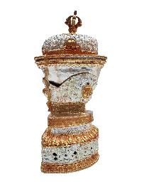 Buddhist Handmade Kapala, [partly Gold Plated, Silver Plated]