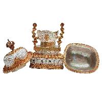 Buddhist Handmade Kapala, [partly Gold Plated, Silver Plated]