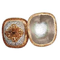 Buddhist Handmade Kapala, [partly Gold Plated, Silver Plated]