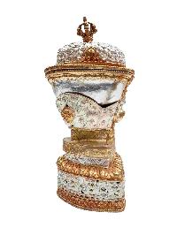 Buddhist Handmade Kapala, [partly Gold Plated, Silver Plated]