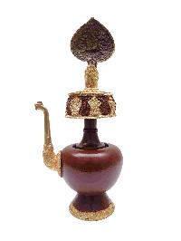 Buddhist Handmade Bhumpa- Bhumba Offering Bowl Set, [partly Gold Plated]