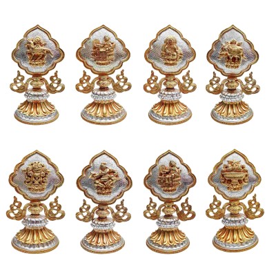 Buddhist Handmade [eight] Set Tibetan Offering Set, [partly Gold Plated, Silver Plated]