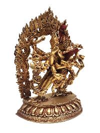 Buddhist Statue Of [chakrasamvara], With Full Gold Plated And Painted Face