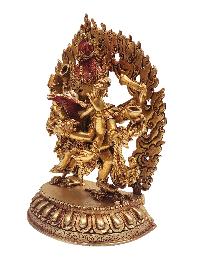 Buddhist Statue Of [chakrasamvara], With Full Gold Plated And Painted Face
