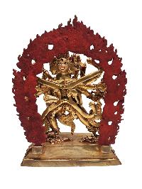 Buddhist Statue Of [chakrasamvara], With Full Gold Plated And Painted Face