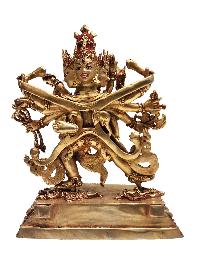 Buddhist Statue Of [chakrasamvara], With Full Gold Plated And Painted Face
