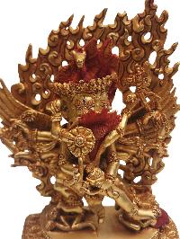 Buddhist Statue Of [hayagriva], With Full Gold Plated And Painted Face