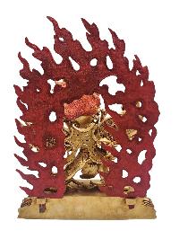 Buddhist Statue Of [vajrakilaya - Dorje Phurba], With Full Gold Plated And Painted Face
