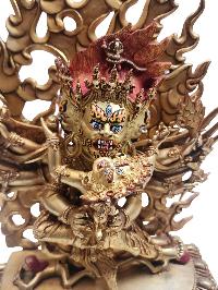 Buddhist Statue Of [vajrakilaya - Dorje Phurba], With Full Gold Plated And Painted Face