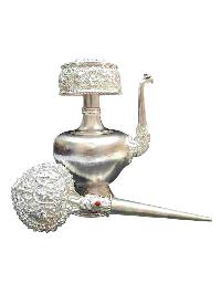 Buddhist Handmade Bhumpa- Bhumba Offering Bowl Set, [silver Plated]