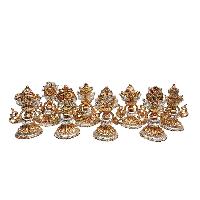 Buddhist Handmade [eight] Set Tibetan Offering Set Of Ashtamangala, [partly Gold Plated, Silver Plated]