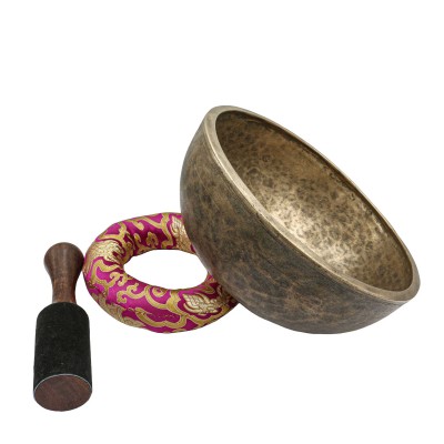 [old], Buddhist [real Antique] Hand Beaten [jambati] Singing Bowl, [select Accessories]