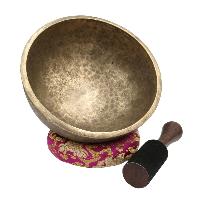 [old], Buddhist [real Antique] Hand Beaten [jambati] Singing Bowl, [select Accessories]