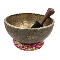 [old], Buddhist [real Antique] Hand Beaten [jambati] Singing Bowl, [select Accessories]