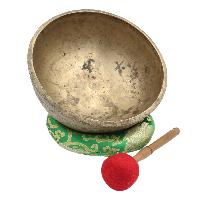 [old], Buddhist [real Antique] Hand Beaten [jambati] Singing Bowl, [select Accessories]