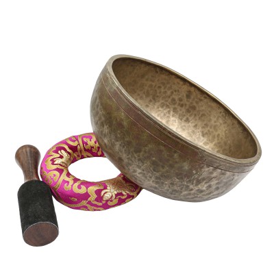 [old], Buddhist [real Antique] Hand Beaten [jambati] Singing Bowl, [select Accessories]