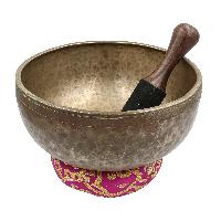[old], Buddhist [real Antique] Hand Beaten [jambati] Singing Bowl, [select Accessories]