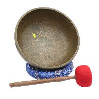 [old], Buddhist [real Antique] Hand Beaten [jambati] Singing Bowl, [select Accessories]