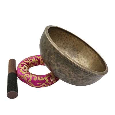 [old], Buddhist [real Antique] Hand Beaten [jambati] Singing Bowl, [select Accessories]