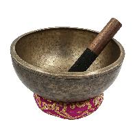 [old], Buddhist [real Antique] Hand Beaten [jambati] Singing Bowl, [select Accessories]