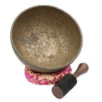 [old], Buddhist [real Antique] Hand Beaten [jambati] Singing Bowl, [select Accessories]
