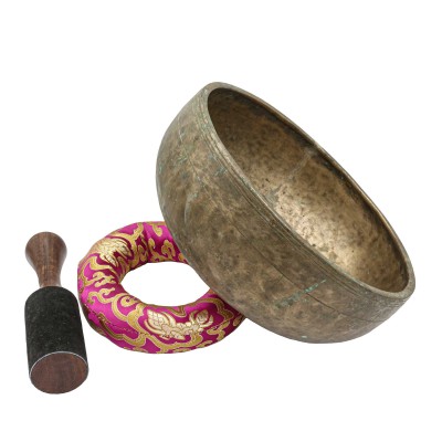 [old], Buddhist [real Antique] Hand Beaten [jambati] Singing Bowl, [select Accessories]