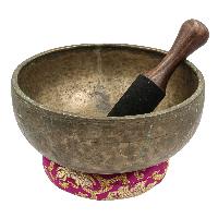 [old], Buddhist [real Antique] Hand Beaten [jambati] Singing Bowl, [select Accessories]