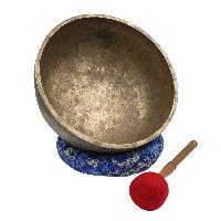 [old], Buddhist [real Antique] Hand Beaten [jambati] Singing Bowl, [select Accessories]